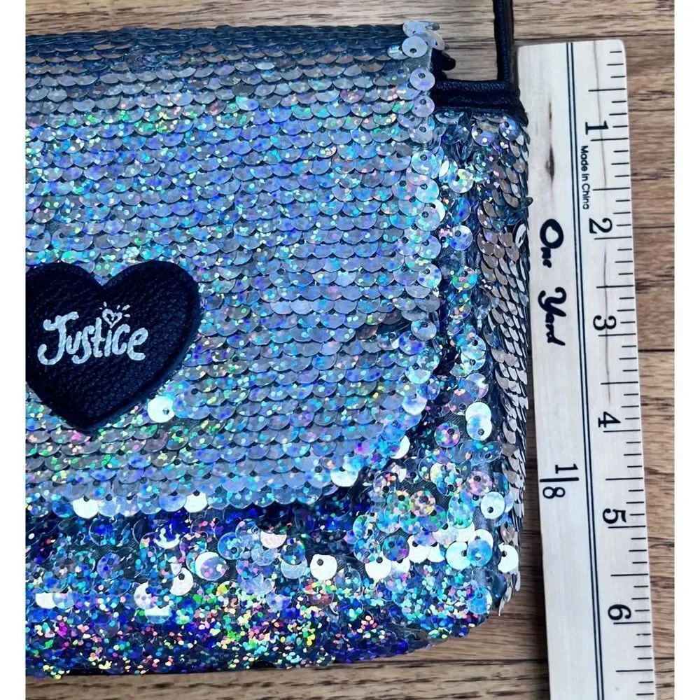 Justice Girl’s Crossbody Sequin Silver Purse Bag